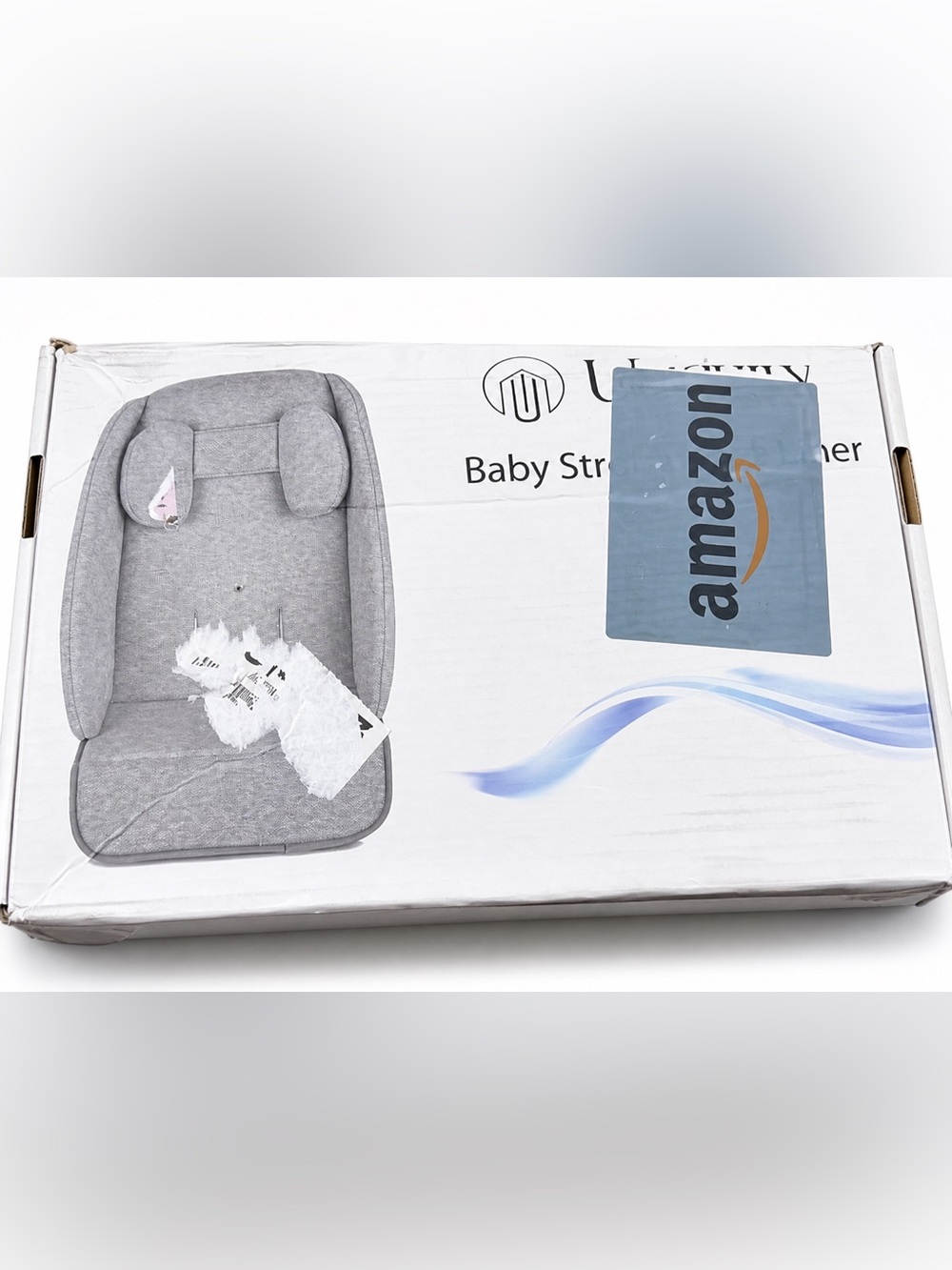 Gray Padded Stroller Seat Insert with Head Support
